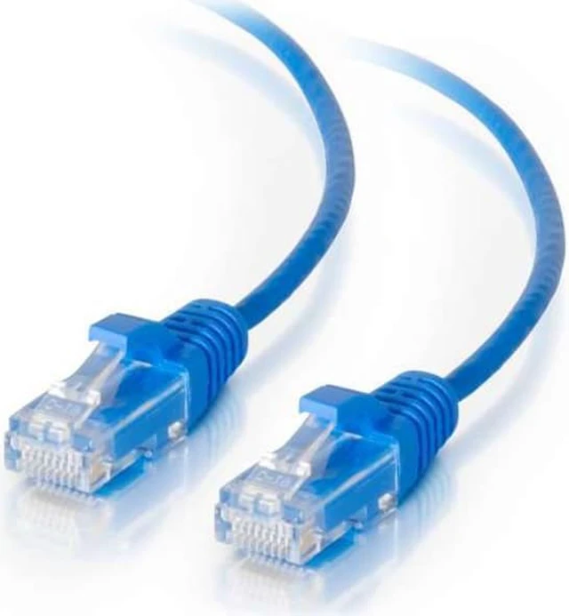 Alt view image 2 of 2 - C2G 01017 Cat5e Cable - Snagless Unshielded Slim Ethernet Network Patch Cable, Blue (6 Inches)