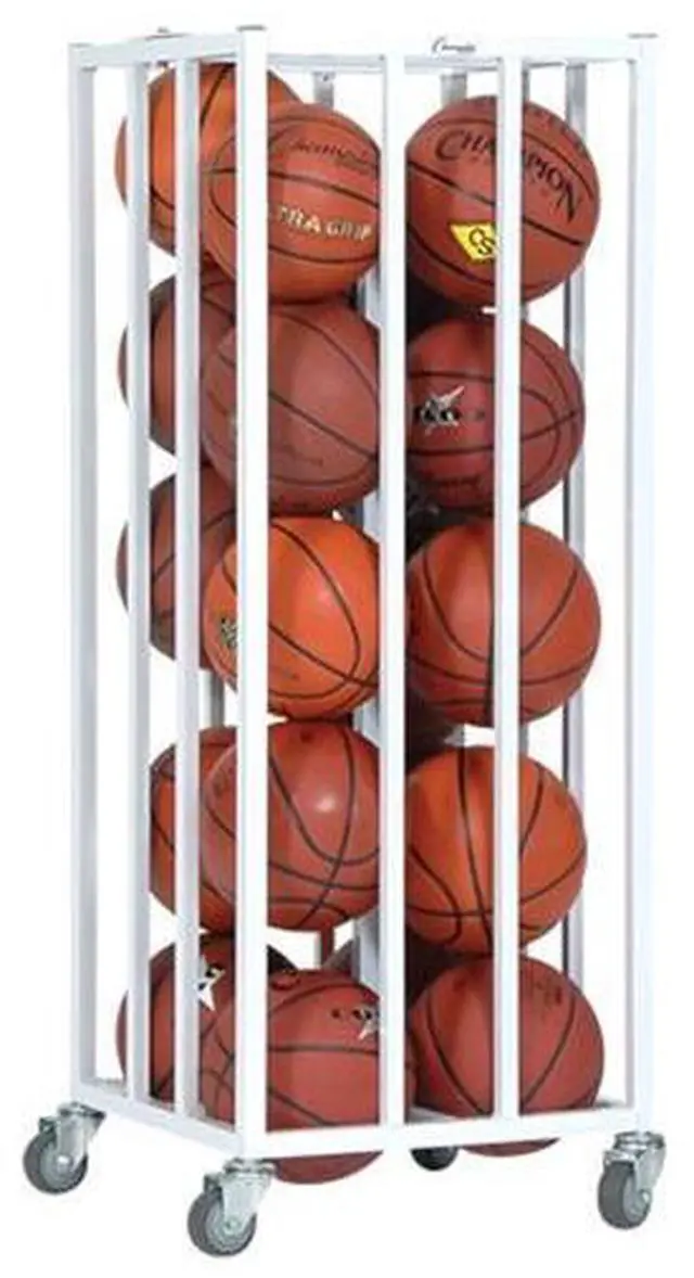 Alt view image 3 of 5 - Champion Sports 20BC Deluxe Vertical Ball Cage - Fits Approximately 20 Balls - Metal - White