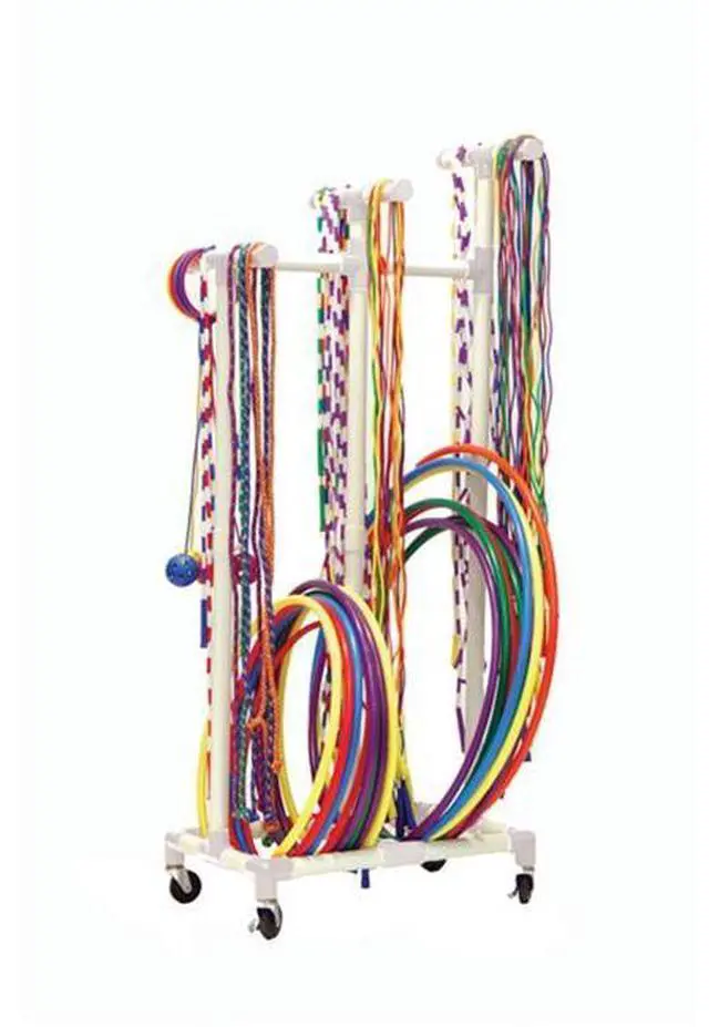 Main image of Champion Sports RHRACK Jump Rope and Hoop Cart - Plastic - 19 x 28 x 69, White