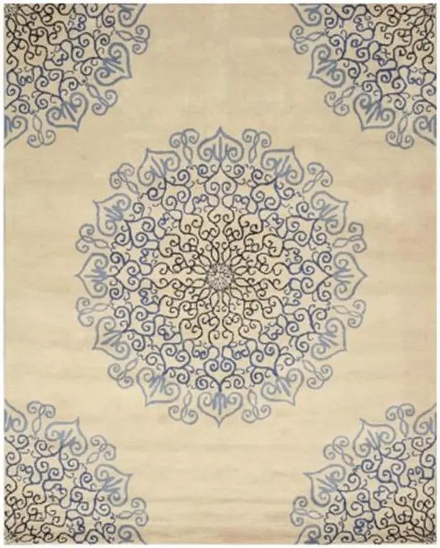 Main image of EORC T118BL9X12 8 ft. 9 X 11 ft. 9 Hand Tufted Wool Modern Naiin Transitional Rug, Ivory - Rectangle