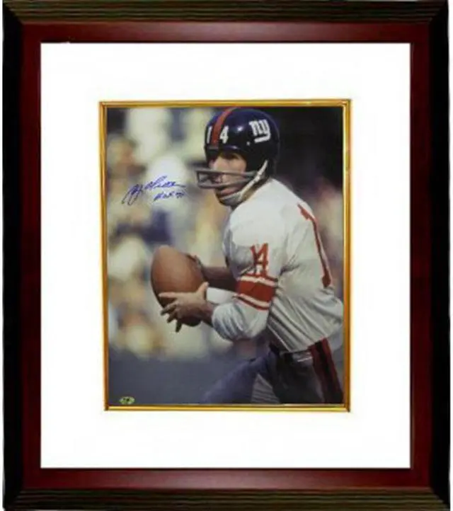 Main image of Y.A. Tittle signed New York Giants Color Passing Vertical 8X10 Photo HOF 71 Custom Framed