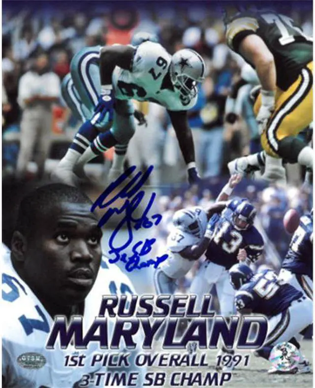 Alt view image 2 of 2 - Athlon CTBL-018619 Russell Maryland Signed Dallas Cowboys 8 x 10 Photo with 3X SB Champ Collage - Maryland Hologram