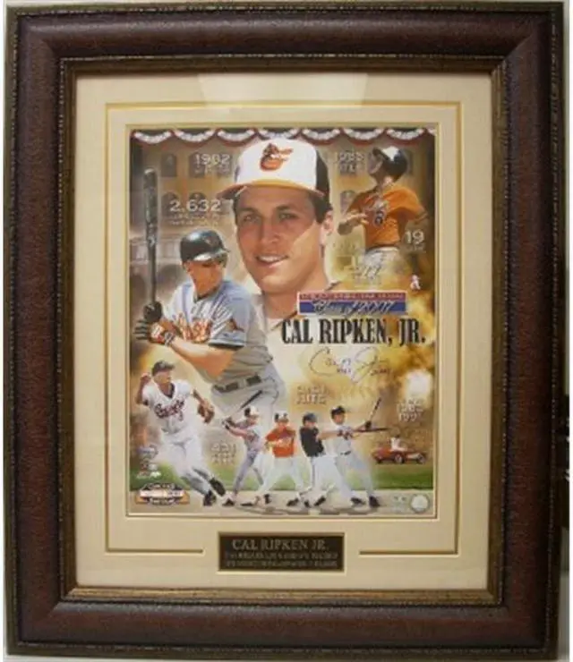 Alt view image 3 of 3 - Cal Ripken, Jr. signed Baltimore Orioles Collage 16x20 Custom Framed HOF 2007