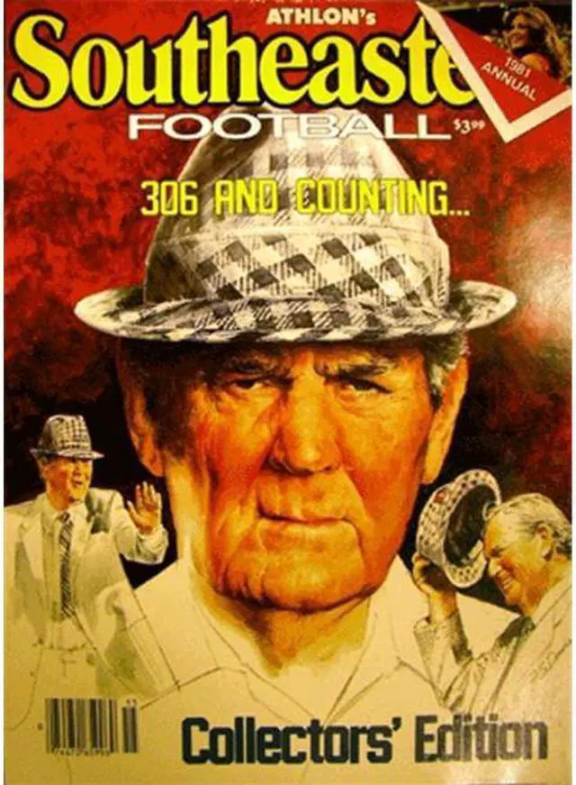 Alt view image 2 of 2 - Athlon CTBL-B2242B Paul Bear Bryant Unsigned Alabama Crimson Tide 1981 Sports Sec College Football Collectors Edition Magazine