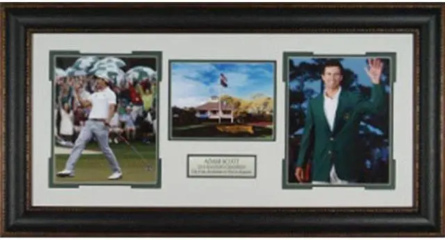 Alt view image 2 of 2 - Adam Scott unsigned 2013 Masters Champion 3 Photo Leather Framed