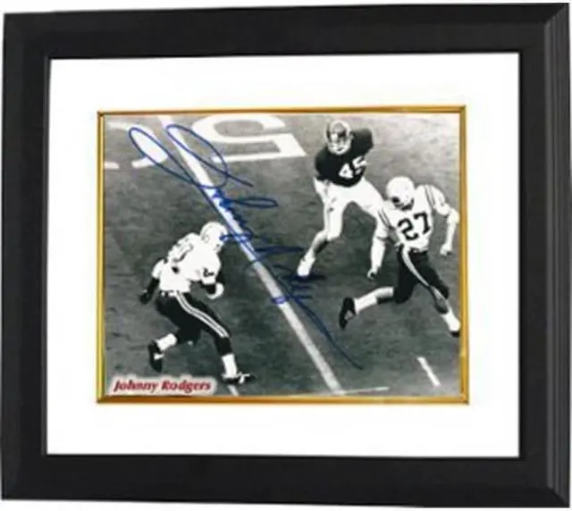 Alt view image 2 of 2 - Athlon CTBL-BW904 Johnny Rodgers Signed Nebraska Cornhuskers 8 x 10 Photo Custom Framed