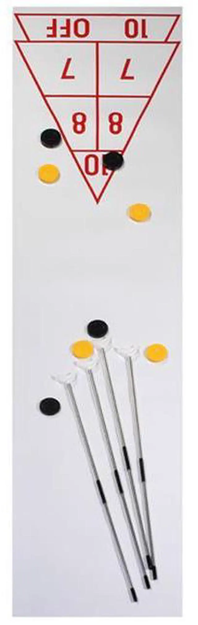 Alt view image 10 of 16 - Champion Sports SBA20 Economy Shuffleboard Set - 15-ft Court - Four 51" Cues - Eight Discs