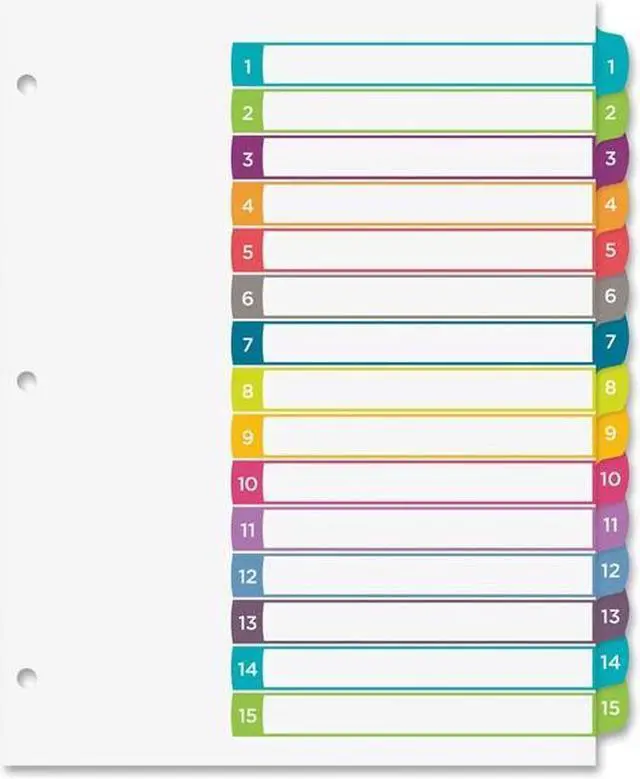 Alt view image 7 of 20 - Avery Ready Index Table of Contents Dividers Multicolor Tabs 1-15 Letter 11845
