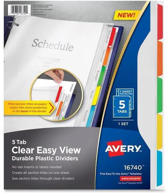 Alt view image 7 of 16 - Avery Clear View Plastic Dividers with Sheet Protector Multicolor 5-Tab Letter 16740