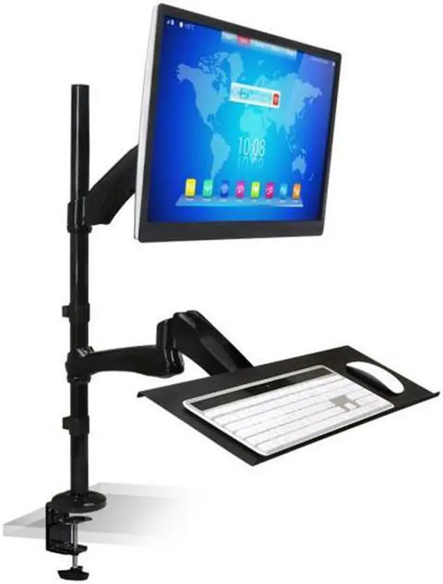 Alt view image 6 of 11 - Mount-It! Standing Desk Converter with Gas Spring Riser | Wide 36 Inch Sit Stand Workstation | Black