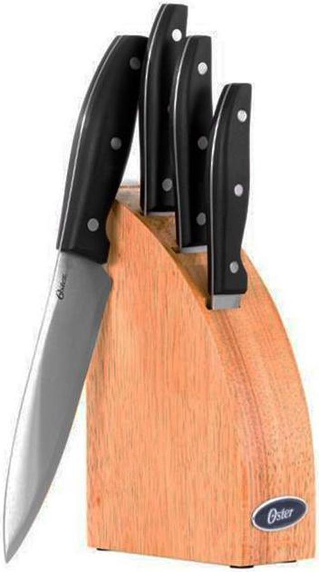 Oster Granger 5pc Cutlery Set with Halfmoon Natural Wood Block