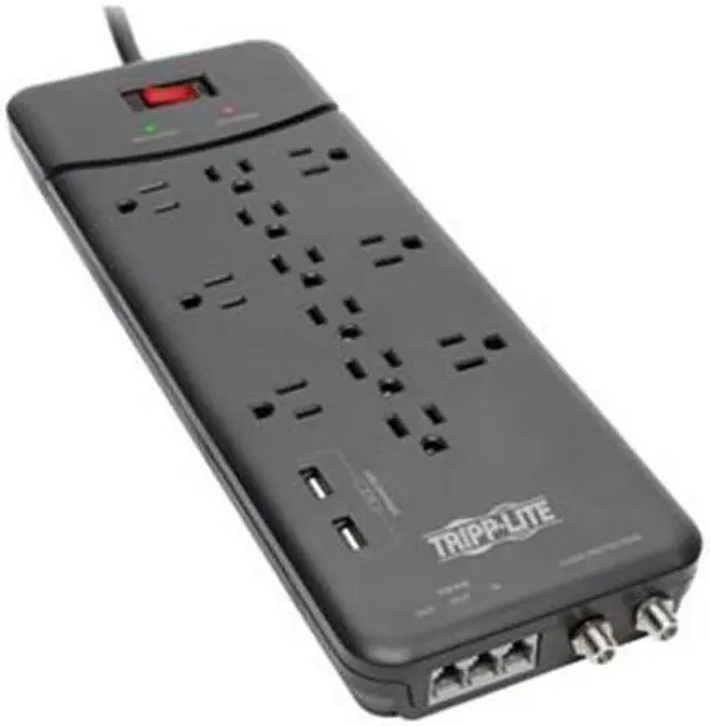Main image of Tripp Lite TLP128TTUSBB 180W 8 ft. 12-Outlet Surge Protector 4320 Joules Power Strip