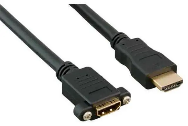 Main image of Cable Leader HM112-1201 1 ft. HDMI Panel-Mount Male to Female Extension Cable with Ethernet - Black