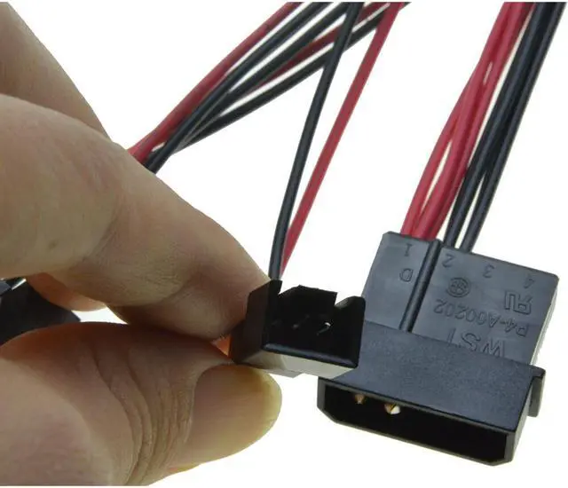 Alt view image 3 of 4 - Molex IDE Male Port 1 to 4 ways 3Pin Fan Male port Cable D plug to3 Pin cooler Y Splitter Power supply Cable 12V