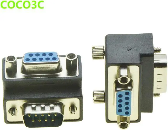 Main image of Right Angle DB9 Adapter 9PIN RS232 Male to Female Extension Cable with screws pannel 90 Degree Connector