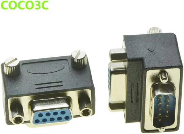 Alt view image 2 of 4 - Right Angle DB9 Adapter 9PIN RS232 Male to Female Extension Cable with screws pannel 90 Degree Connector