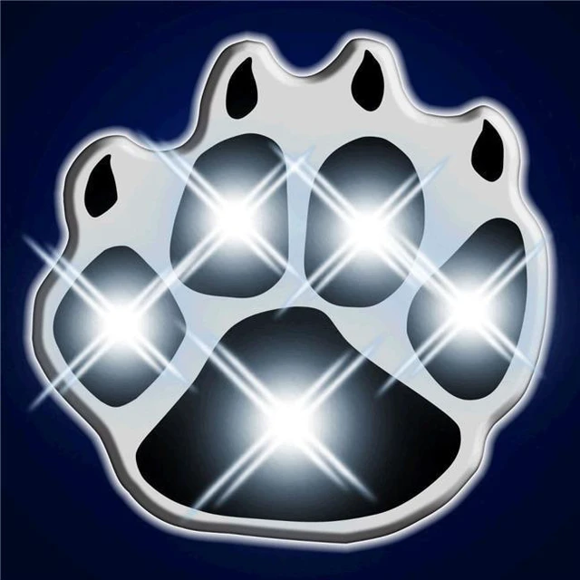 Main image of Blinkee 3479000 White Pawprint Flashing Body Light Lapel Pins