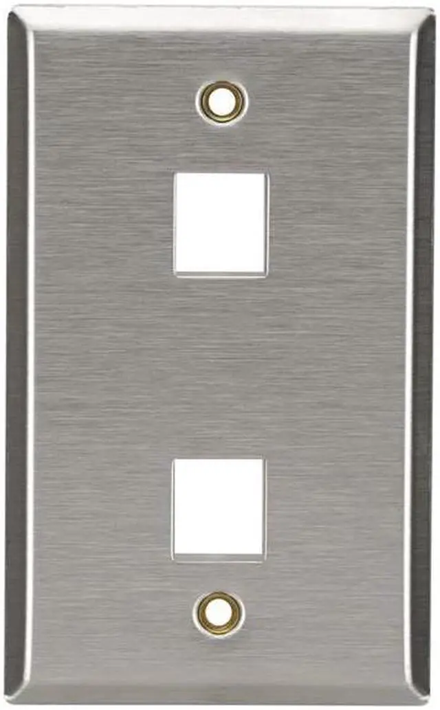 Main image of Black Box WP371 Keystone Wallplate - Stainless Steel, Single-Gang, 2-Port