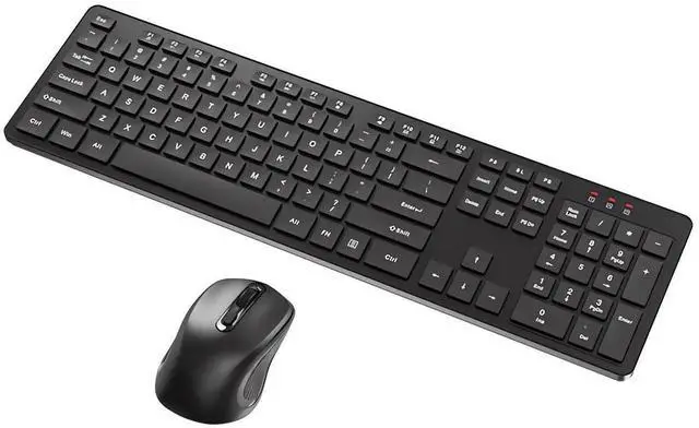 Main image of 2.4GHz Full Size Wireless Keyboard and Mouse Combo, Ergonomic Design Compatible with Windows and Linux, 800/1200/1600 DPI - Plug and Play