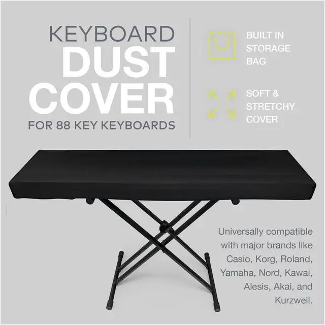 Alt view image 2 of 7 - Knox Gear 88-Key Keyboard Stretchy Spandex Dust Cover (Black)