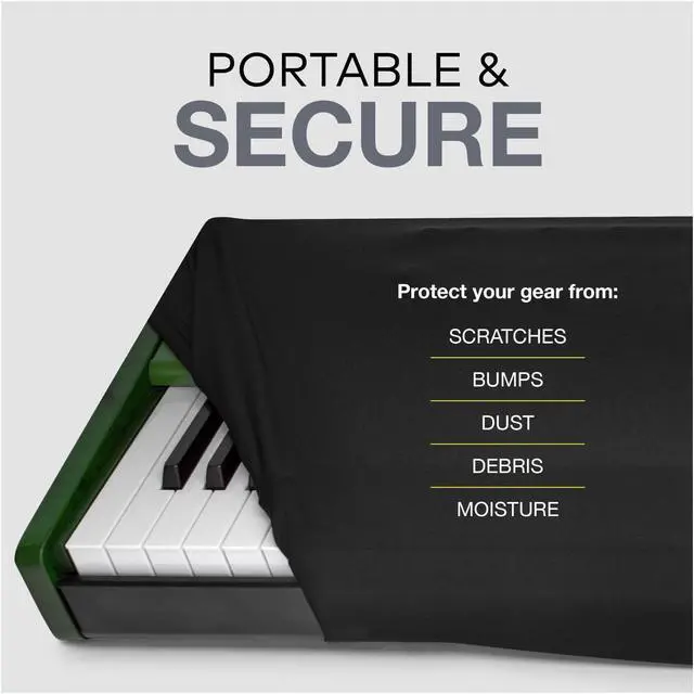 Alt view image 4 of 7 - Knox Gear 88-Key Keyboard Stretchy Spandex Dust Cover (Black)