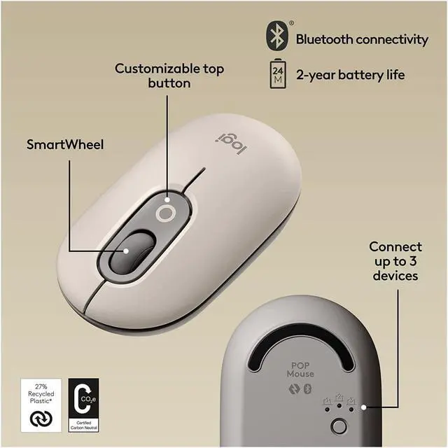 Alt view image 12 of 17 - Logitech POP Wireless Mouse with Customizable Emoji - Wireless - Bluetooth - Mist - Scroll Wheel