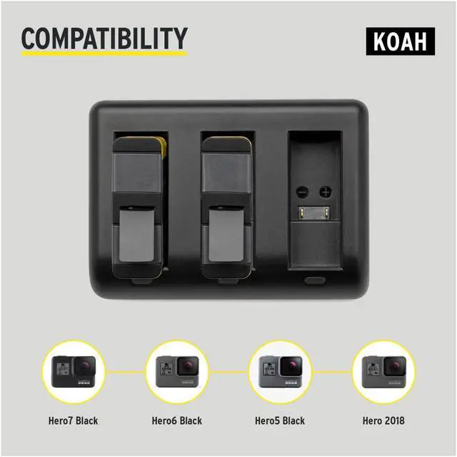 Alt view image 6 of 7 - Koah Pro Battery (2-Pack) and Triple USB Charger for GoPro HERO Camerasle