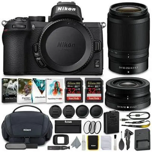 Nikon Z50 Mirrorless Camera with NIKKOR Z 16-50 & 50-250 Deluxe