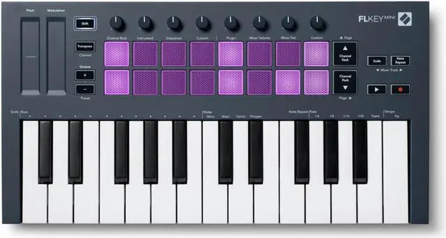 Alt view image 5 of 7 - Novation FLkey Mini MIDI Keyboard Controller for FL Studio w/ Pedal and USB Hub