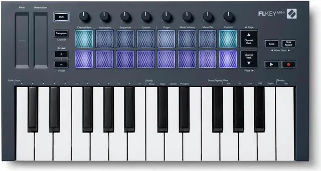 Alt view image 6 of 7 - Novation FLkey Mini MIDI Keyboard Controller for FL Studio w/ Pedal and USB Hub