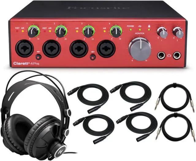 Main image of Focusrite Clarett+ 4Pre 18-In and 8-Out Audio Interface with Headphones Bundle