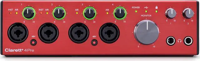 Alt view image 6 of 7 - Focusrite Clarett+ 4Pre 18-In and 8-Out Audio Interface with Headphones Bundle