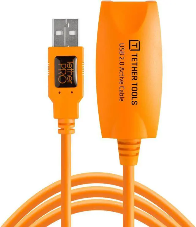 Alt view image 6 of 13 - Tether Tools TetherPro 16' USB 2.0 Active Extension Cable, Orange #CU1917