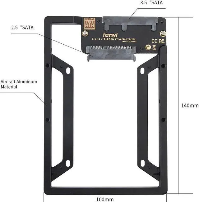 Alt view image 4 of 7 - 2.5 to 3.5 Drive Converter Internal Solid State SSD Card Hard Drive Bracket Adapter SATA SSD Enclosure Caddy Dock Desktop Mac PC 2.5 to 3.5 Mounting Hardrive for Samsung Crucial SanDisk ect SSD