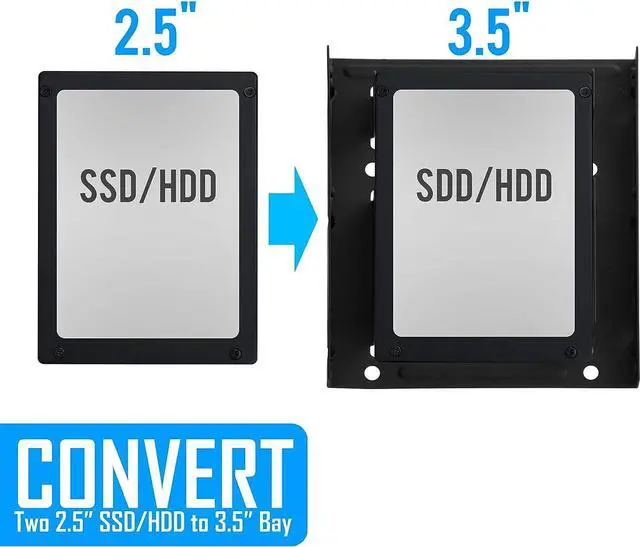Alt view image 7 of 7 - SSD Hard Drive Mounting Kit Internal Convert Any 2 x 2.5 Solid State Drive / HDD Into a 3.5 Inch Drive Bay. Mounting Screws Included Quick and Easy Installation [HDM-225-BK]