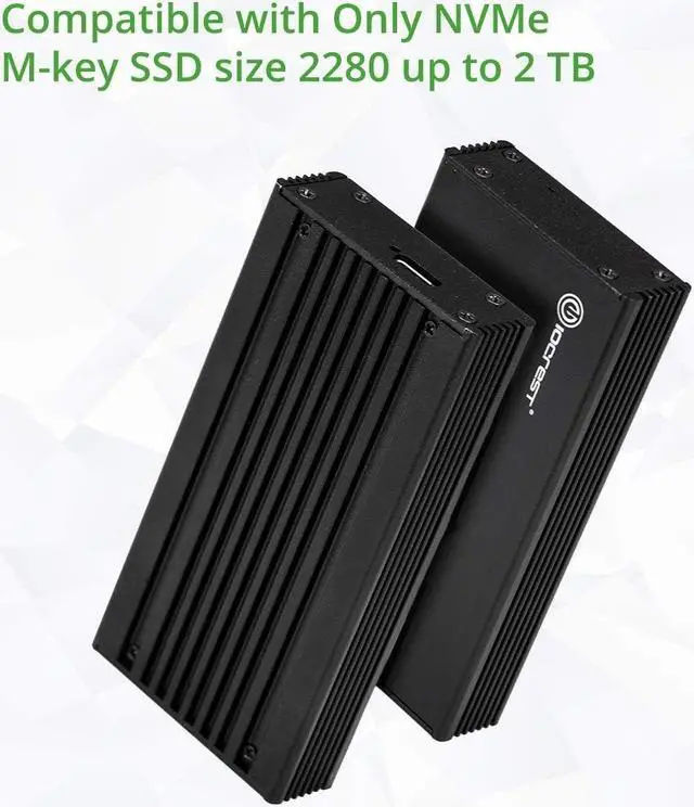 Alt view image 5 of 7 - IO CREST USB-C 3.2 Gen 2x2 M.2 M-Key PCIe NVMe Gen3x4 SSD External Enclosure Supports 2280 SY-ENC40231 ASM2364