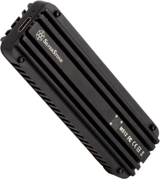 Alt view image 2 of 7 - Silverstone MS12, 20Gbps SuperSpeed+ USB 3.2 Gen 2x2 Type-C to NVMe M.2 SSD Enclosure, Aluminum, Black, SST-MS12