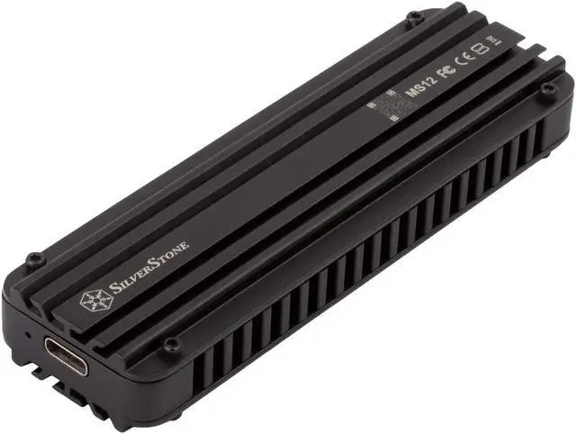 Alt view image 6 of 7 - Silverstone MS12, 20Gbps SuperSpeed+ USB 3.2 Gen 2x2 Type-C to NVMe M.2 SSD Enclosure, Aluminum, Black, SST-MS12
