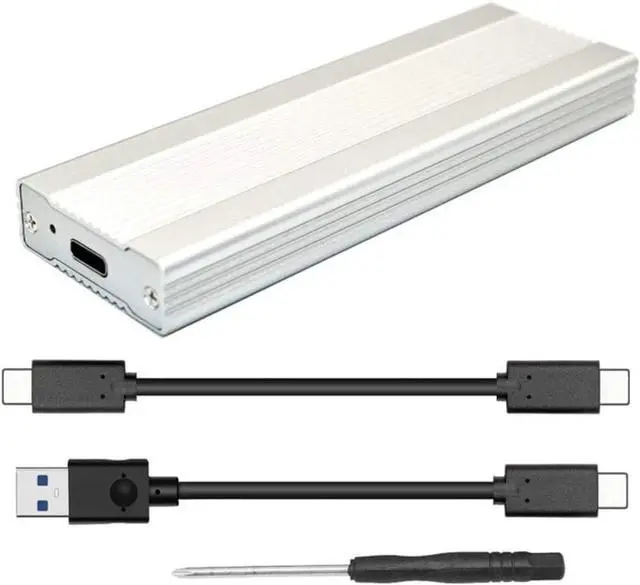 Main image of 3TB NVME SSD Enclosure PCI-E M.2 to USB 3.1 Type-C Adapter Hard Drive Disk External Box USB C 10Gbps RTL9210 M2 M Key PCIE HDD Case for 2242 2260 2280 (Silver 2 Cables)
