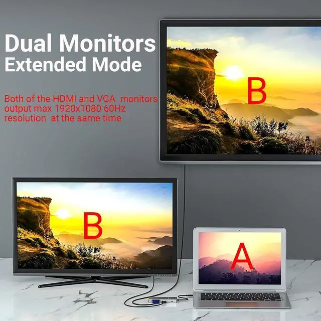 Alt view image 6 of 7 - TDBT USB-C Hub with M.2 SATA SSD Enclosure, Built-in M.2 Hard Drive Slot, HDMI 4K 60Hz + VGA + Ethernet + 100W PD Fast Charging + USB 3.0 Type-C Docking Station, for MacBook Pro 16-inch/Laptop/iPad