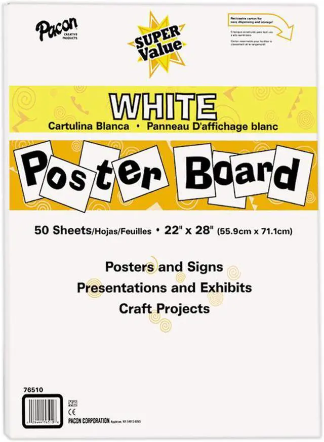 Alt view image 4 of 13 - Pacon Super Value Posterboard 22 x 28 White Single Pack of 50 sheets 76510