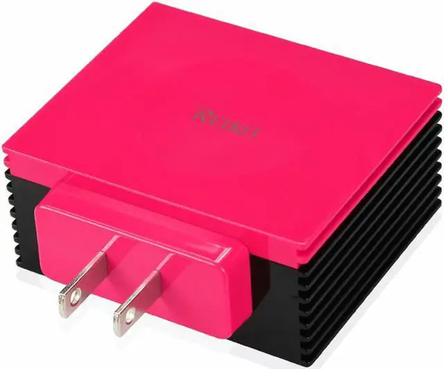 Main image of REIKO 4 AMP FOUR PORTS PORTABLE TRAVEL STATION CHARGER IN HOT PINK