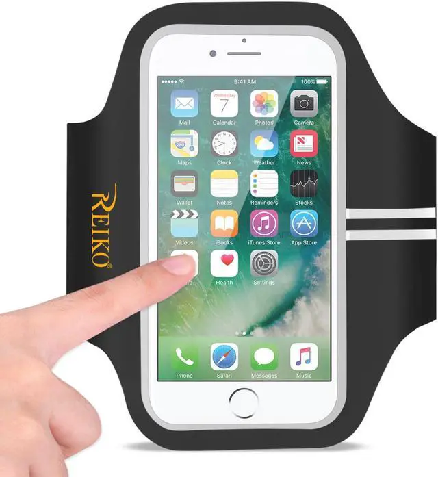 Alt view image 4 of 6 - REIKO RUNNING SPORTS ARMBAND FOR IPHONE 7/ 6/ 6S OR 5 INCHES DEVICE IN BLACK (5x5 INCHES)