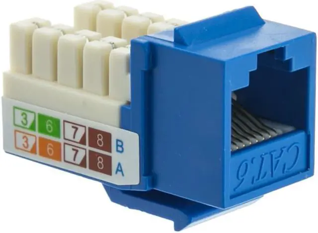 Alt view image 3 of 3 - Cable Wholesale Cat 6 Keystone Jack, RJ45 Female to 110 Punch Down - Blue