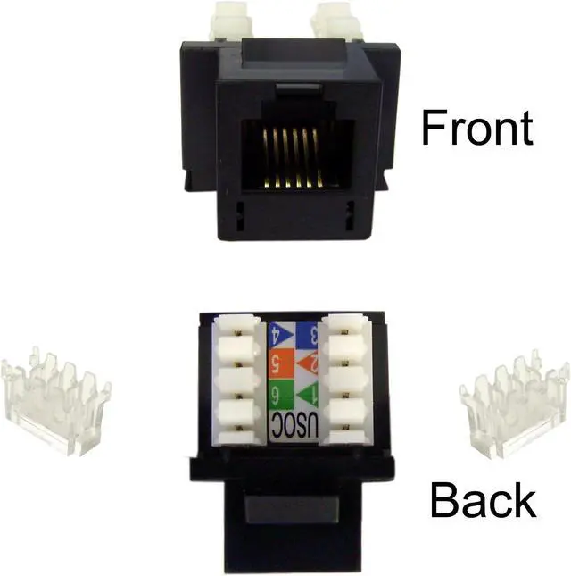Alt view image 4 of 4 - Cable Wholesale Keystone Insert, Phone / Data Jack, RJ11 / RJ12 Female to 110 Type Punch Down - Black