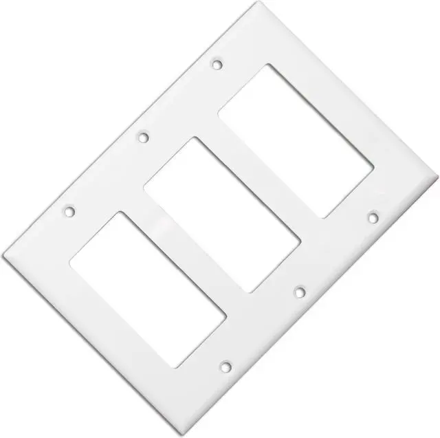 Alt view image 4 of 4 - Cable Wholesale Wall Plate White Blank Decora, Triple Gang
