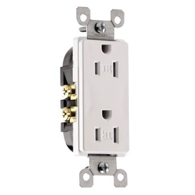 Alt view image 2 of 5 - Leviton T5325-W Tamper Resistant Decora Receptacle, 15A, 125V, White