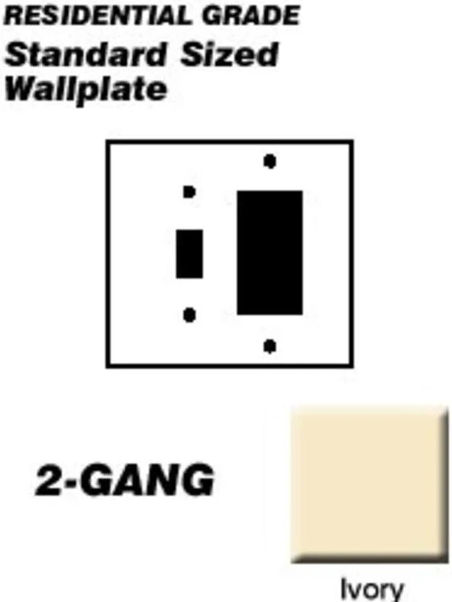 Alt view image 2 of 6 - Leviton 80405-I Ivory Two Gang Combination Toggle Switch Decora Wall Plate