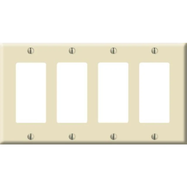 Alt view image 2 of 3 - Decora Switch 4-Gang Plate Almond LEVITON MFG Decorative Switch Plates 80412-A
