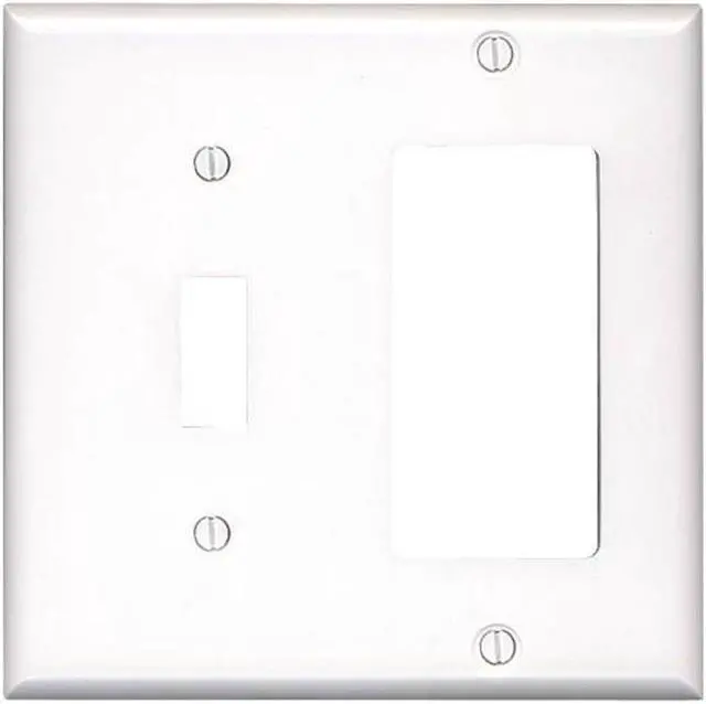 Main image of Leviton 80405-W White Two Gang Combination Toggle Switch Decora Wall Plate